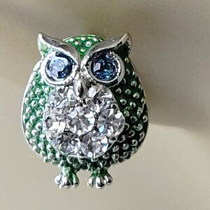 Small Green Owl Tiny Earrings